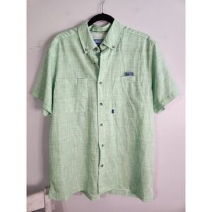 XCaster Outdoor Men's L Short‎ Sleeve Button-Up Plaid Green UFP + sun protection
